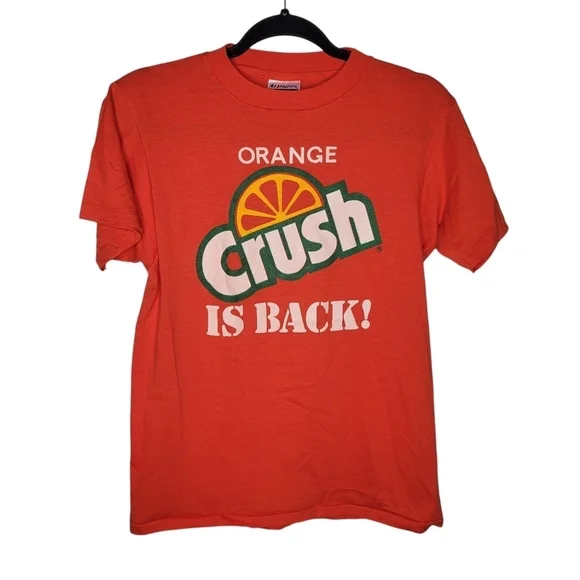 Vintage 80s Orange Crush Soda Pop Retro Graphic T-Shirt in Orange Size Medium - Picture 1 of 4